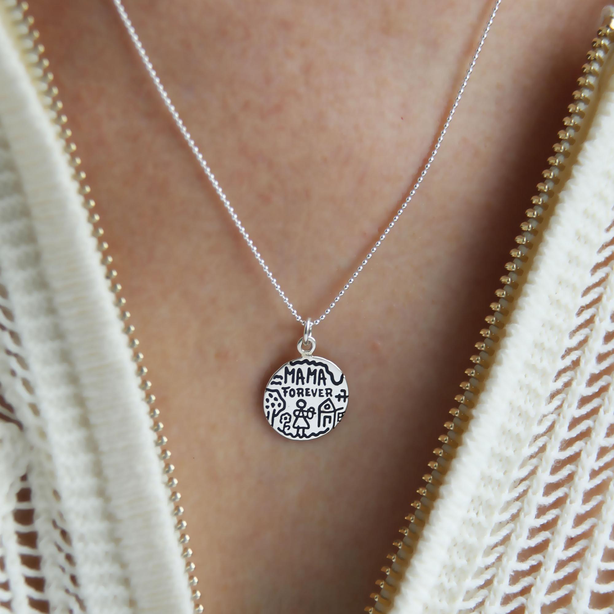 Подвеска MAMA FOREVER рисунок чёрный 4P982