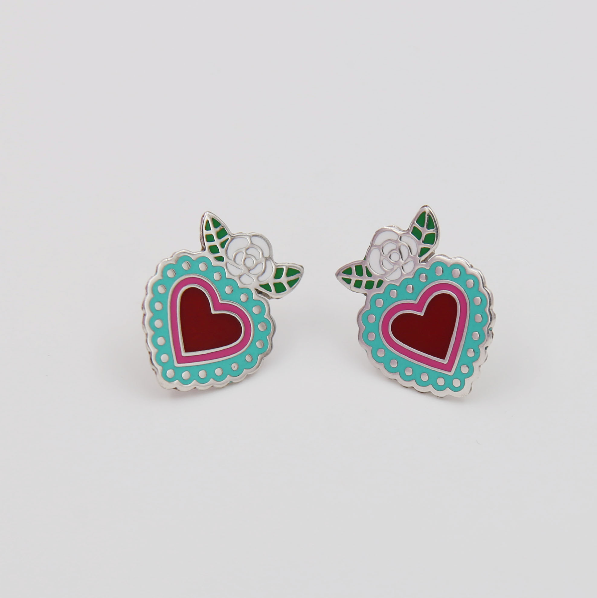 Гвоздики Сердца бирюзовые Mi corazón 1P2609