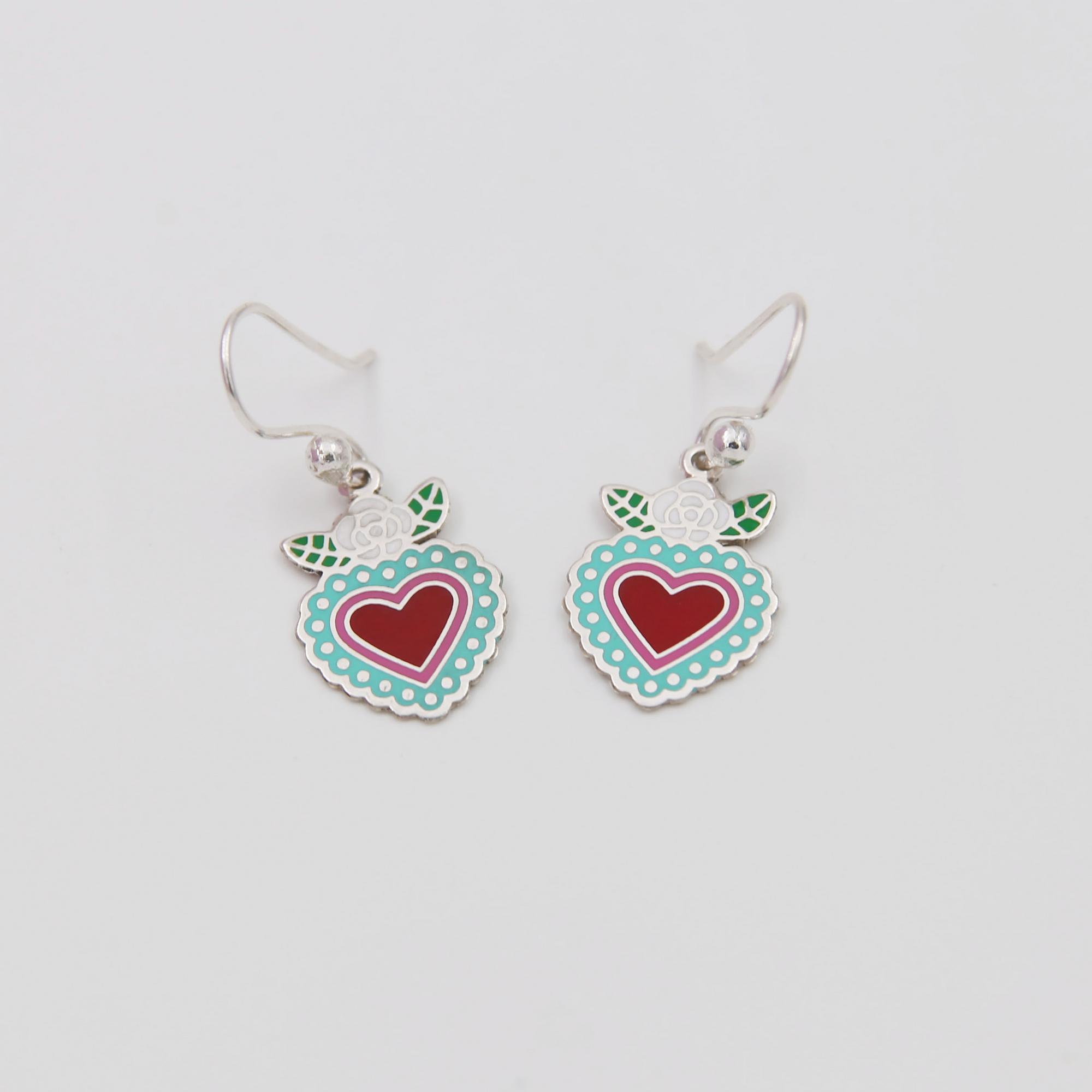 Серьги Сердца бирюзовые Mi corazón 1P2610