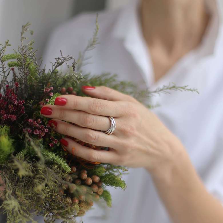 Серебряное кольцо из 5 колечек 2P01