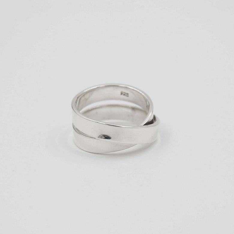 Серебряное кольцо Двойная полоса 2P60