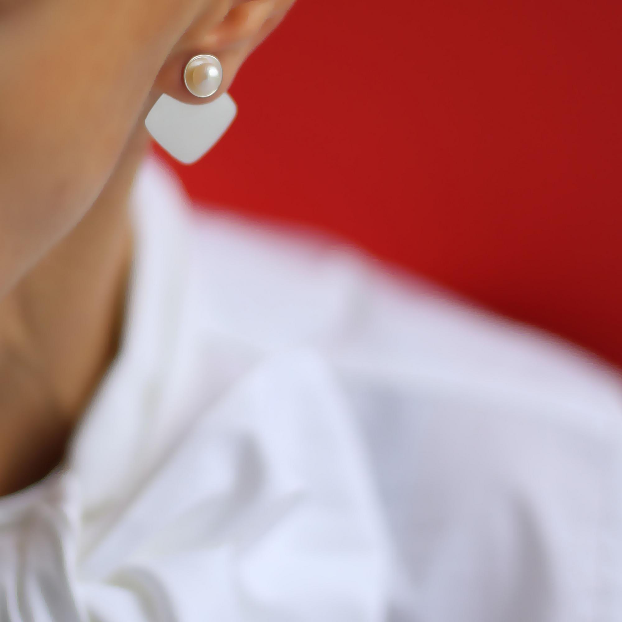 Серьги с жемчужиной и подвеской 1P533