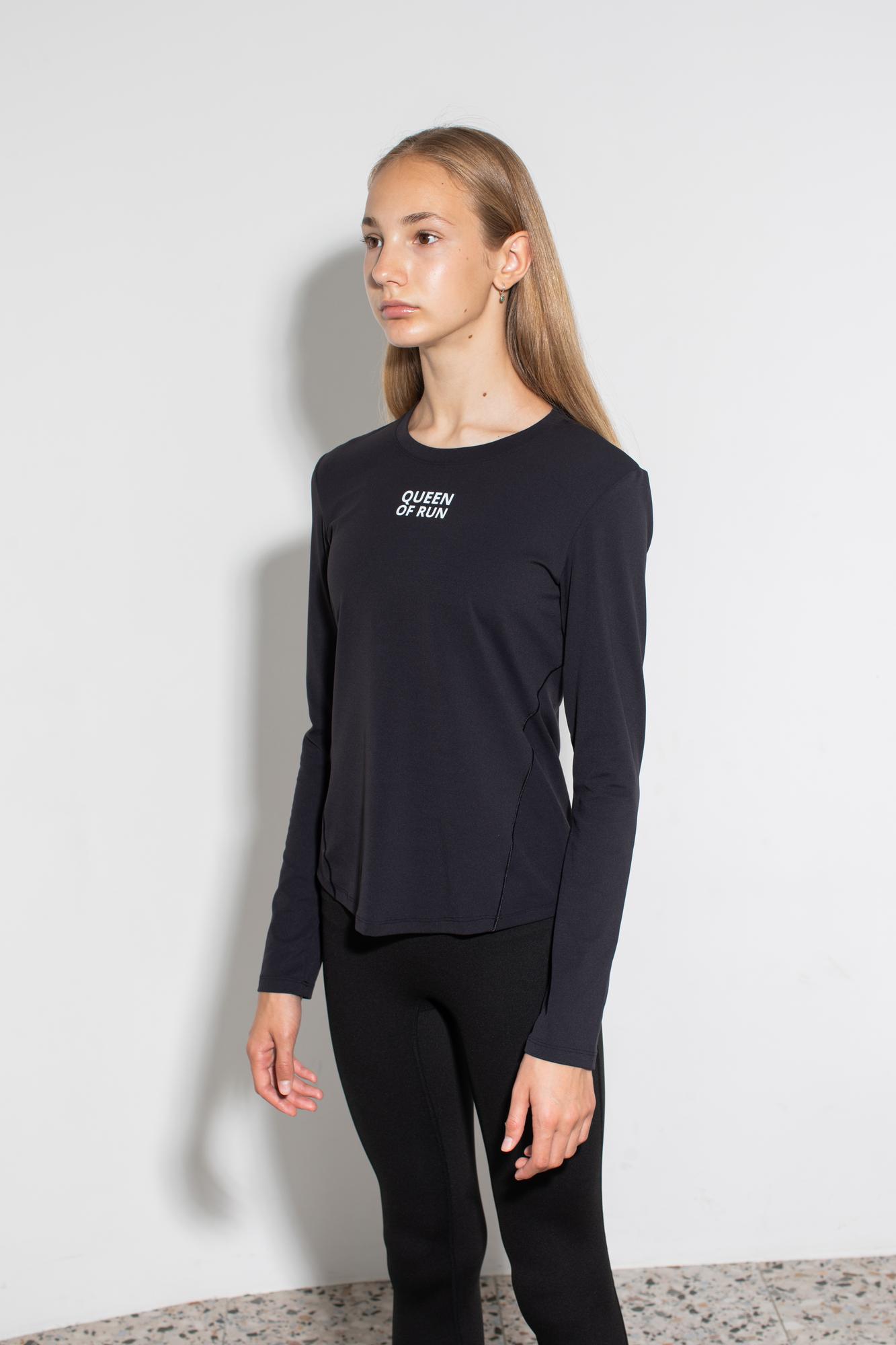 Лонгслив  «Queen of Run» BLACK
