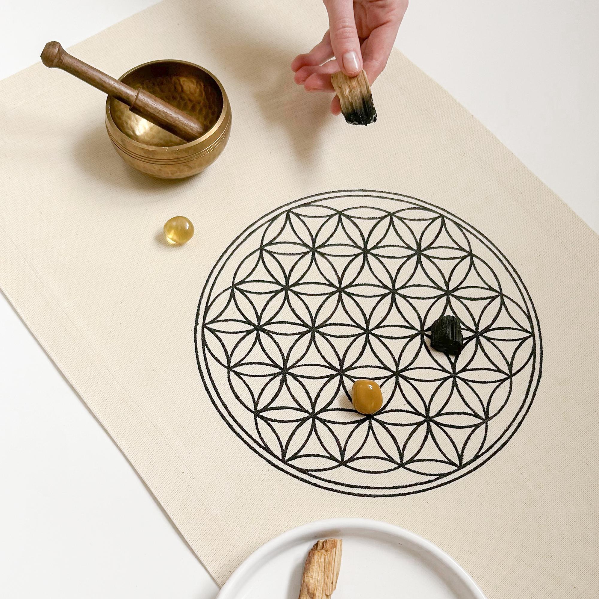 Коврик для работы с кристаллической решеткой - Цветок жизни - Графитный