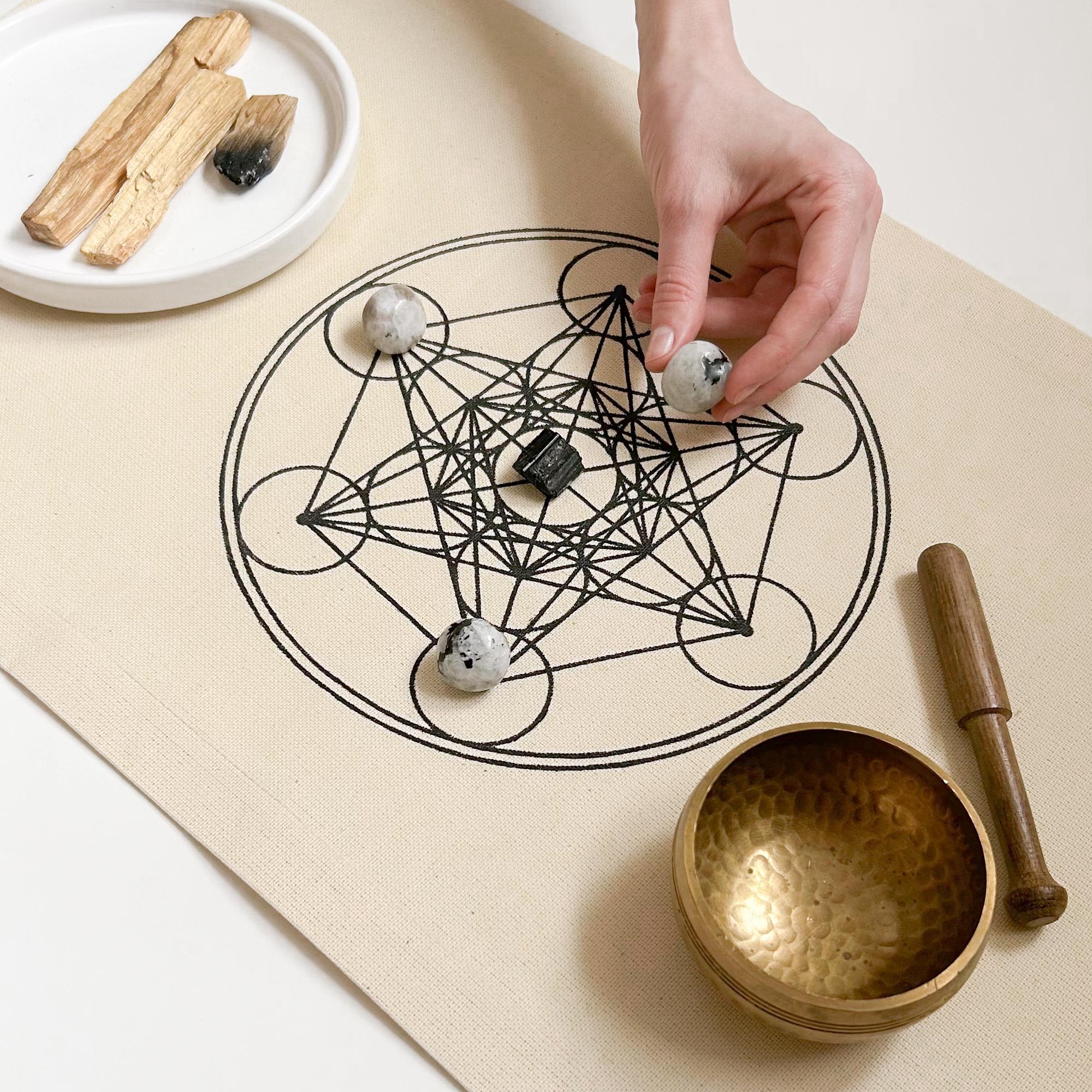 Коврик для работы с кристаллической решеткой - Куб метатрона - Графитный