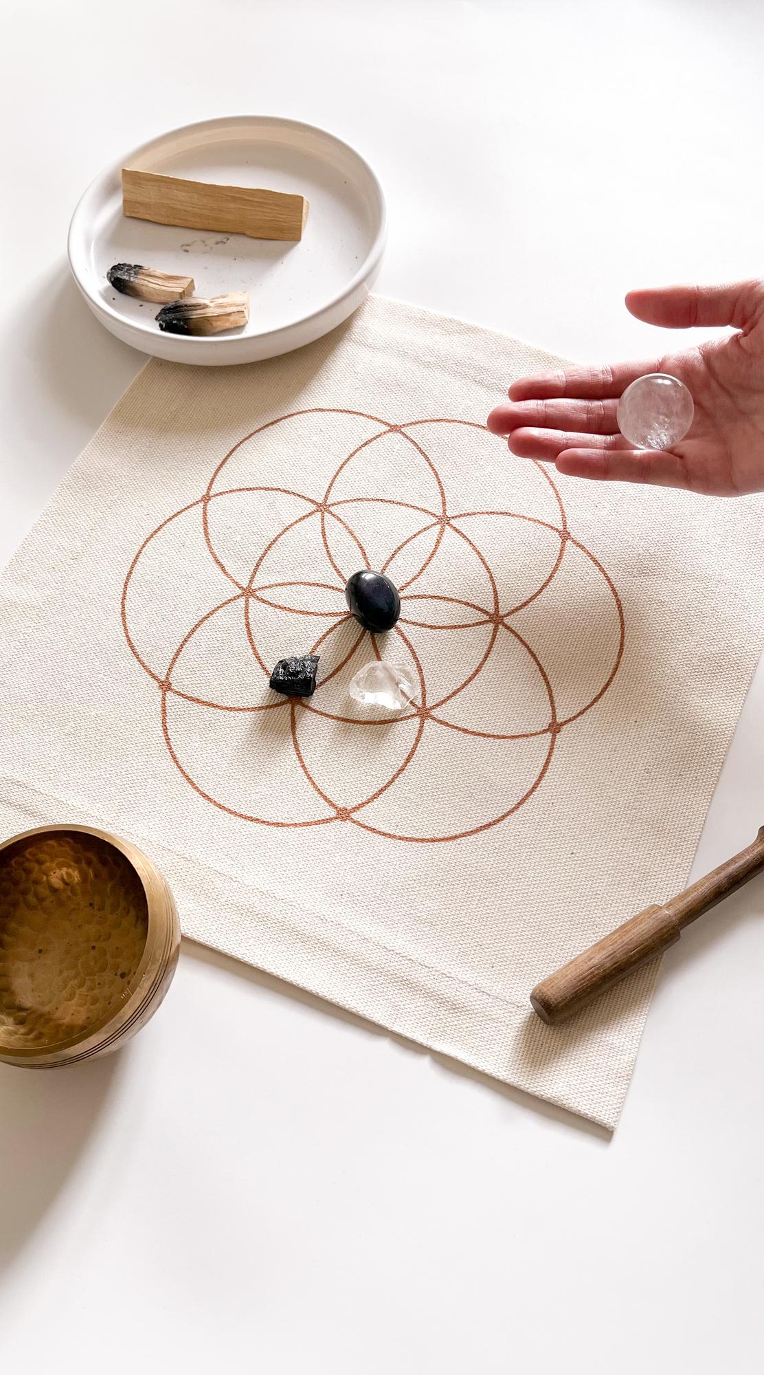 Коврик для работы с кристаллической решеткой - Семя жизни - Охра