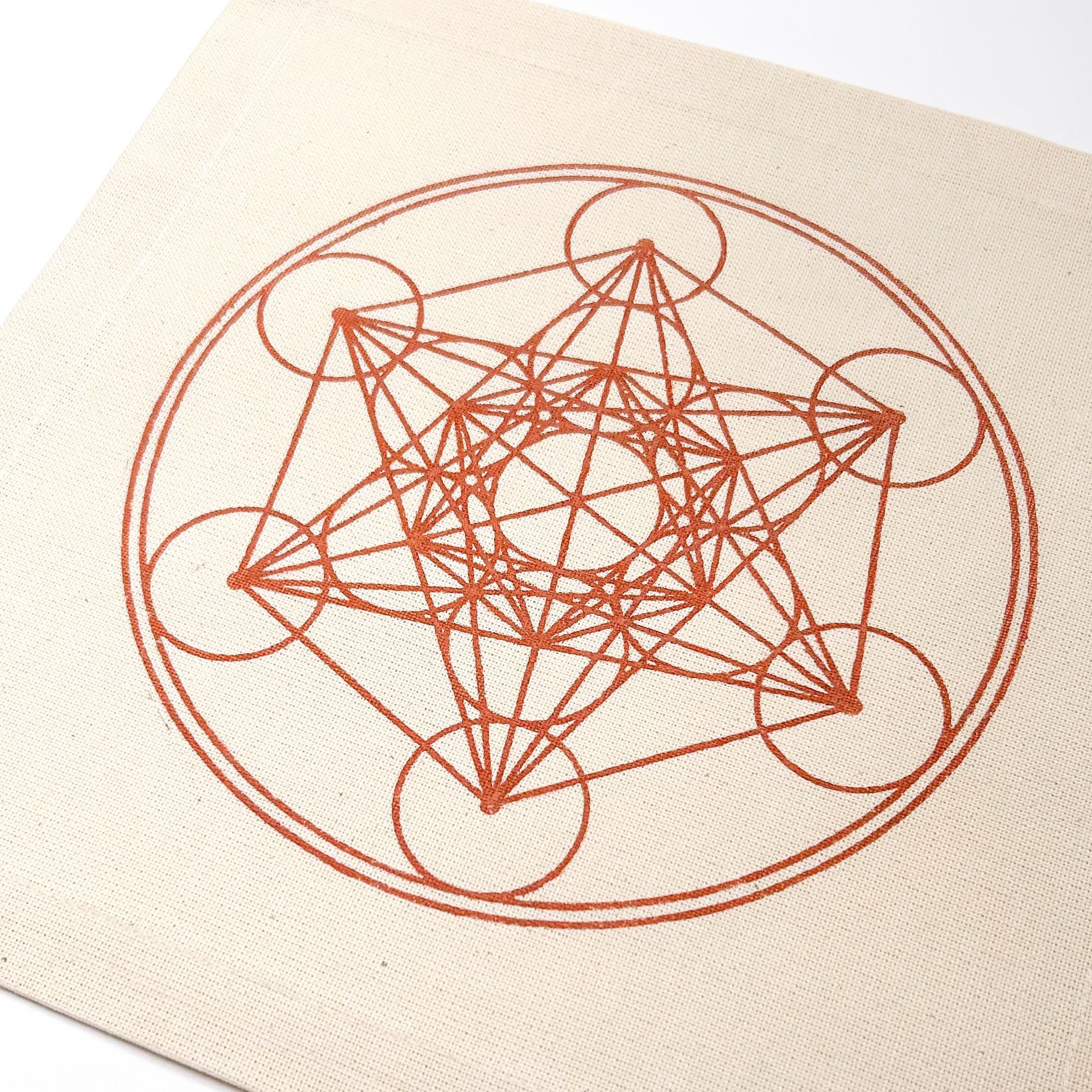 Коврик для работы с кристаллической решеткой - Куб метатрона - Охра