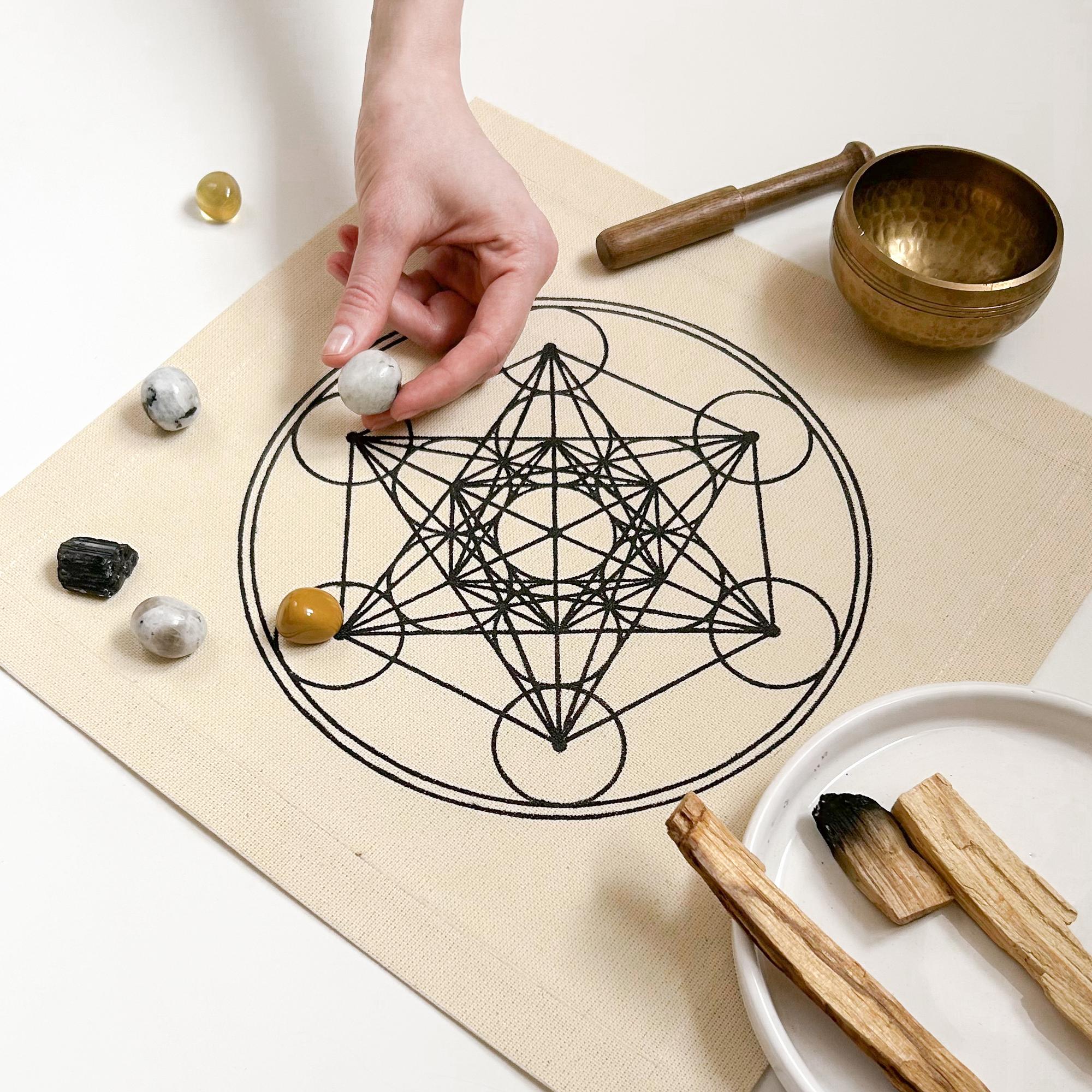 Коврик для работы с кристаллической решеткой - Куб метатрона - Графит