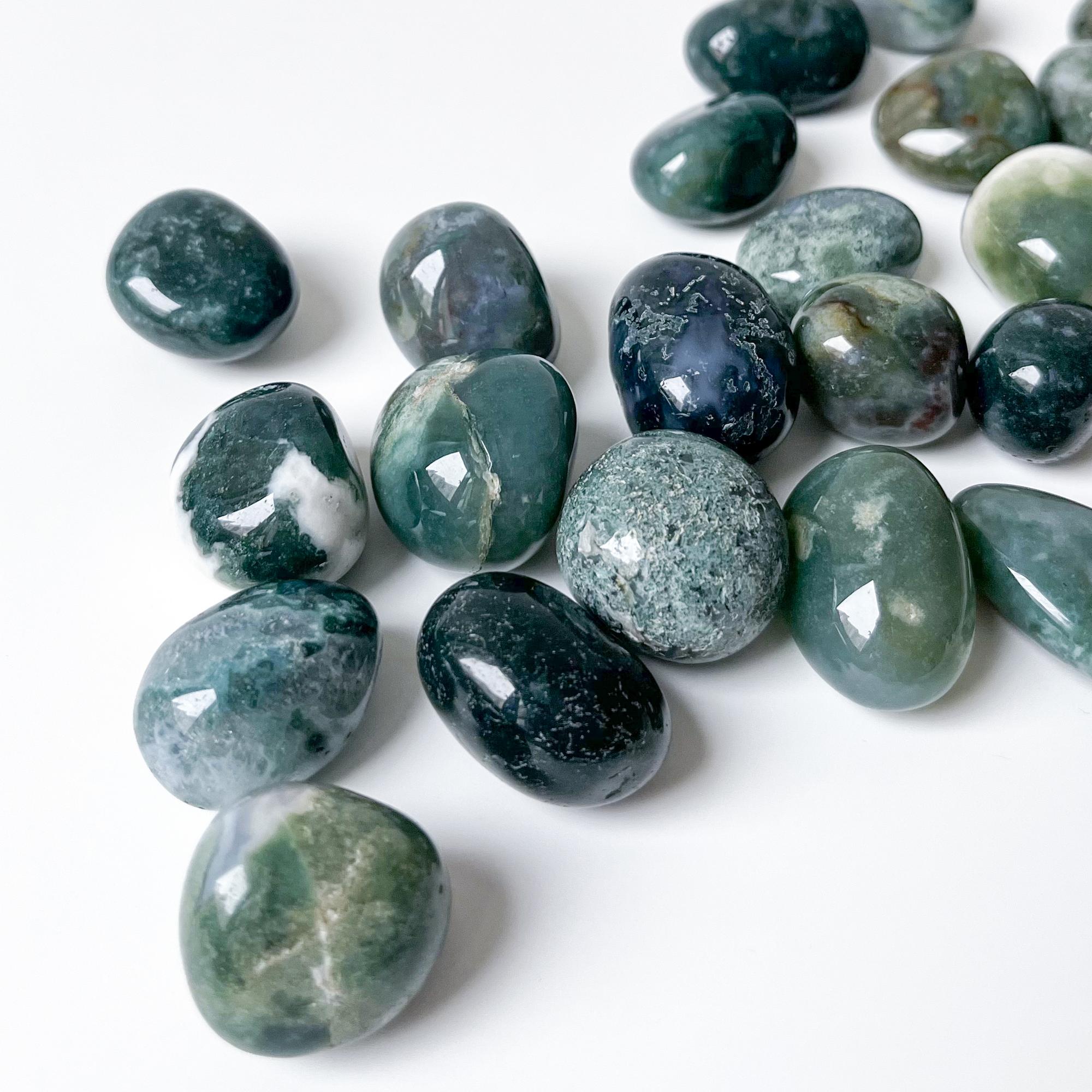 Моховой агат - галтовка