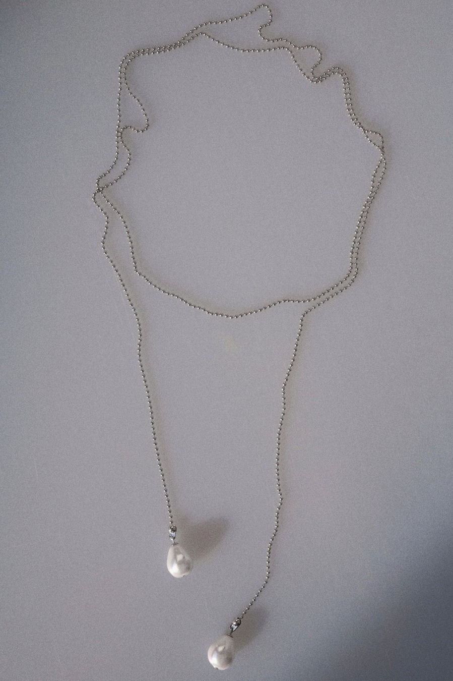 колье галстук цепочка на шею с жемчугом