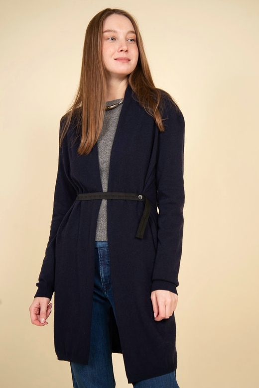 JUCCA Кардиган с шалевым воротником и поясом-резинкой в оттенке navy