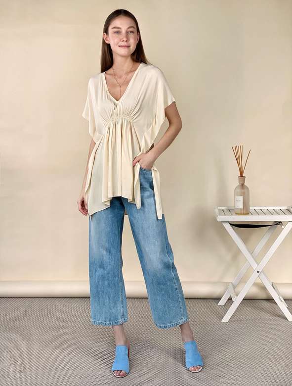 OTTOD'AME Туника из мокрого шёлка с драпировкой