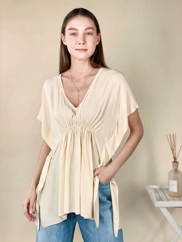 OTTOD'AME Туника из мокрого шёлка с драпировкой