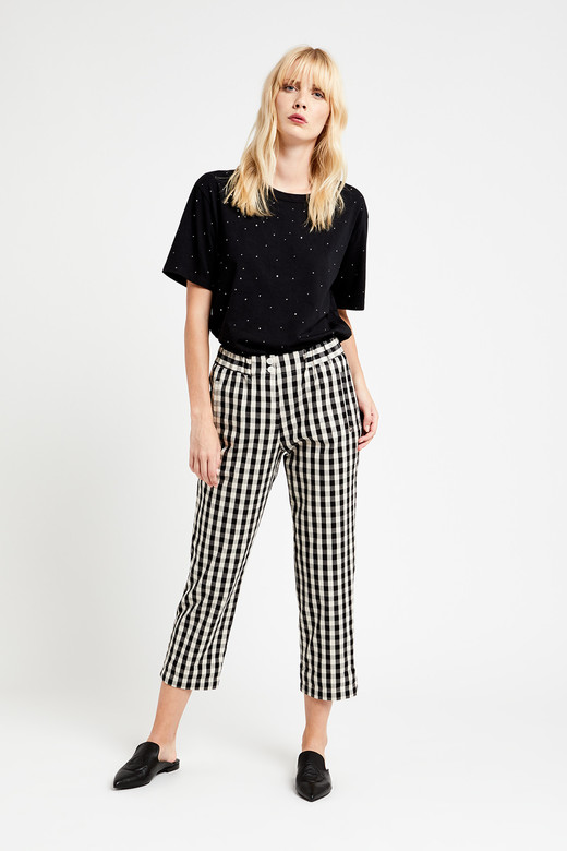 OTTOD'AME Брюки на мягком поясе в клетку vichy