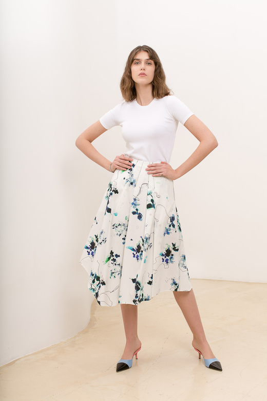 TELA Юбка c асимметричным низом и акварельным принтом