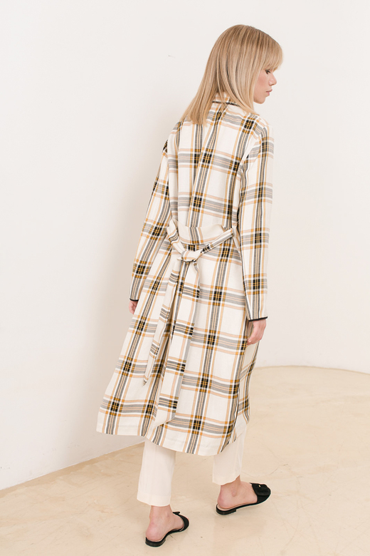 JUCCA Тренчкот из премиального льна и вискозы с рисунком в английскую клетку