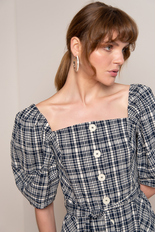 OTTOD'AME  Платье в стиле бохо с воротом-каре из жатого хлопка