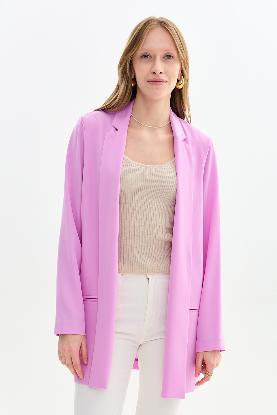 OTTOD'AME Жакет-смокинг из струящейся ткани в оттенке лаванды