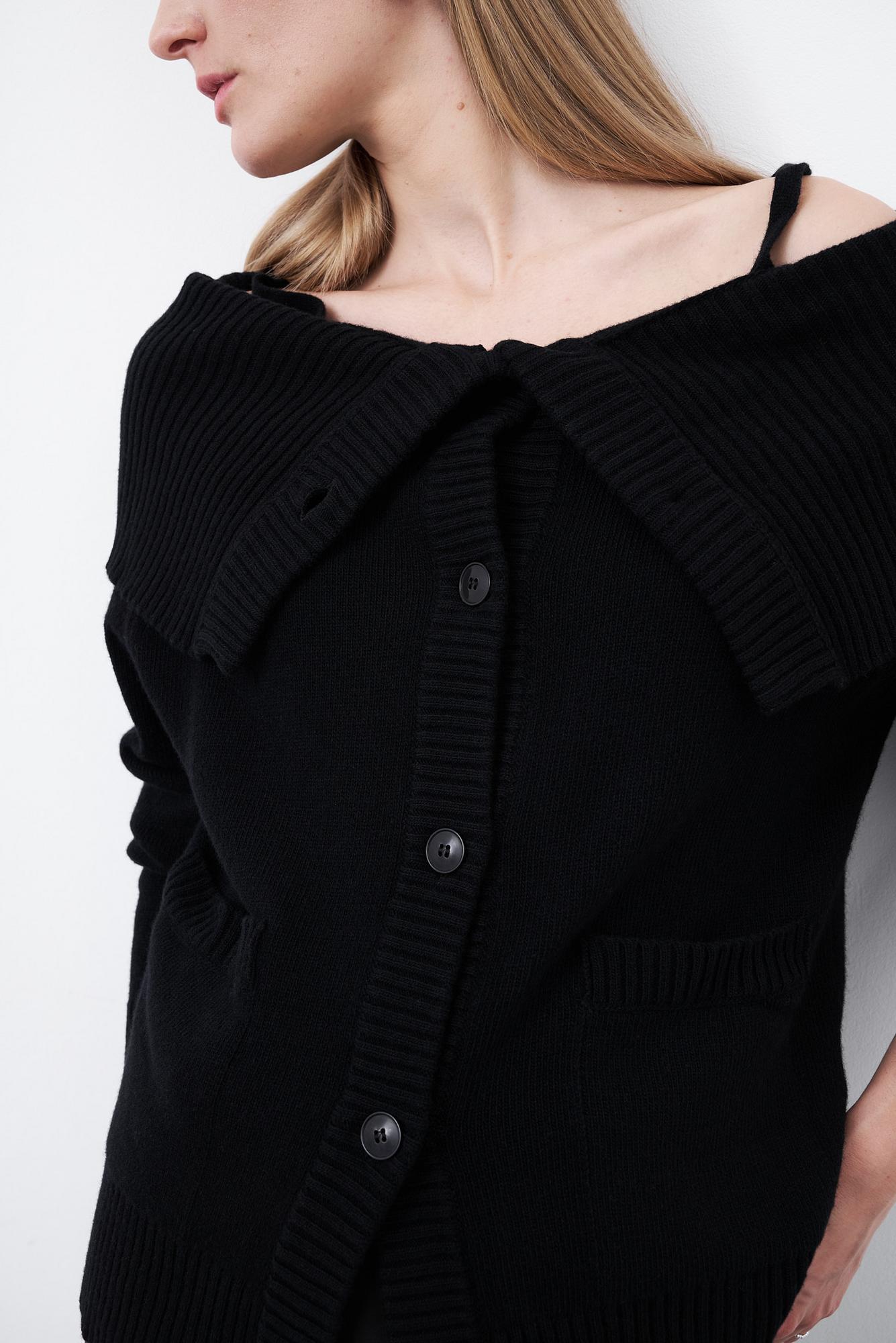 JUCCA Кардиган свободного кроя с открытой линией плеча из мягкой премиальной шерсти