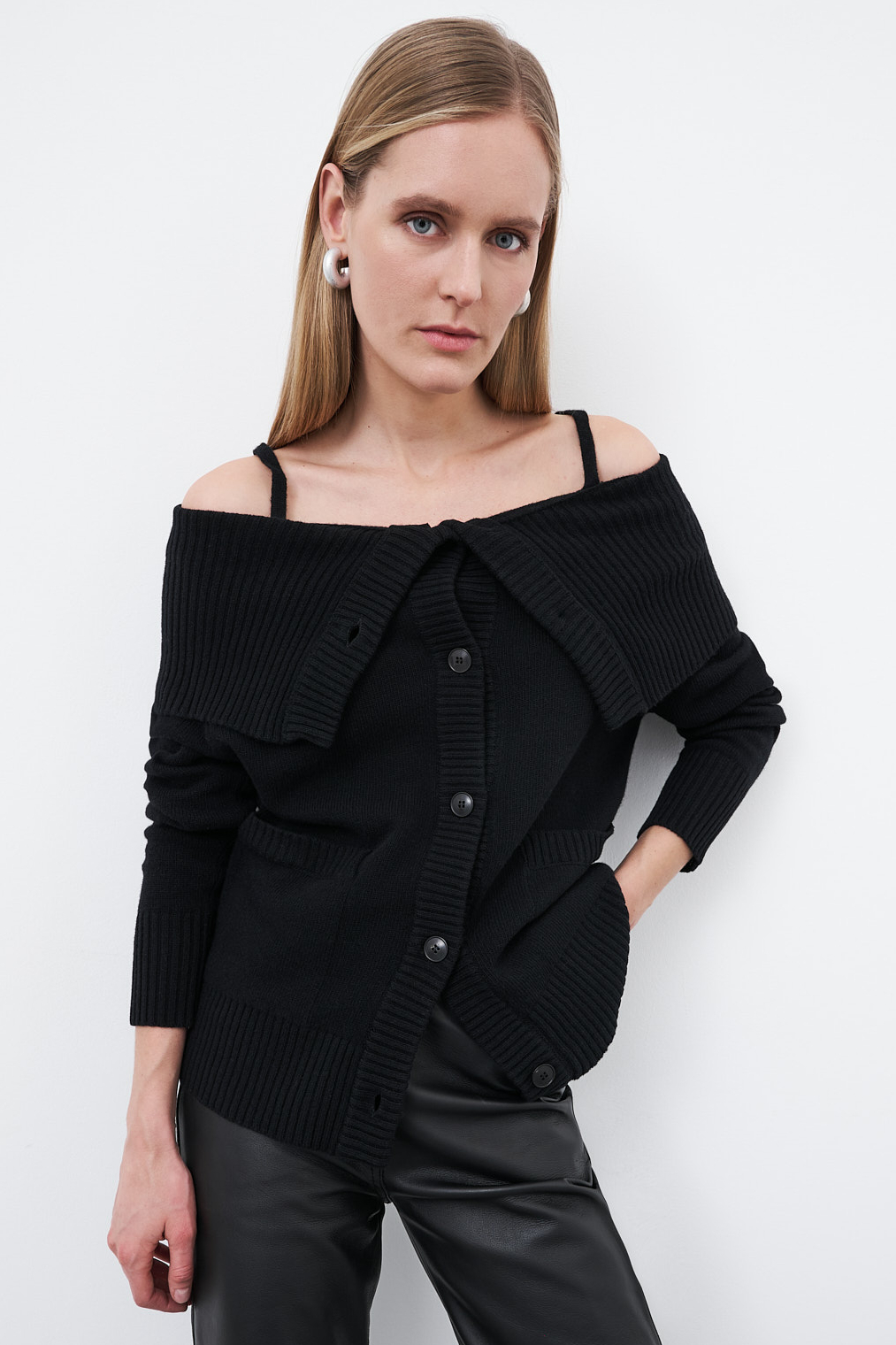 JUCCA Кардиган свободного кроя с открытой линией плеча из мягкой премиальной шерсти