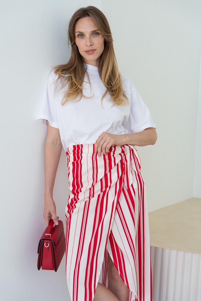 OTTOD'AME Юбка длины миди с фигурной линией низа и запа́хом