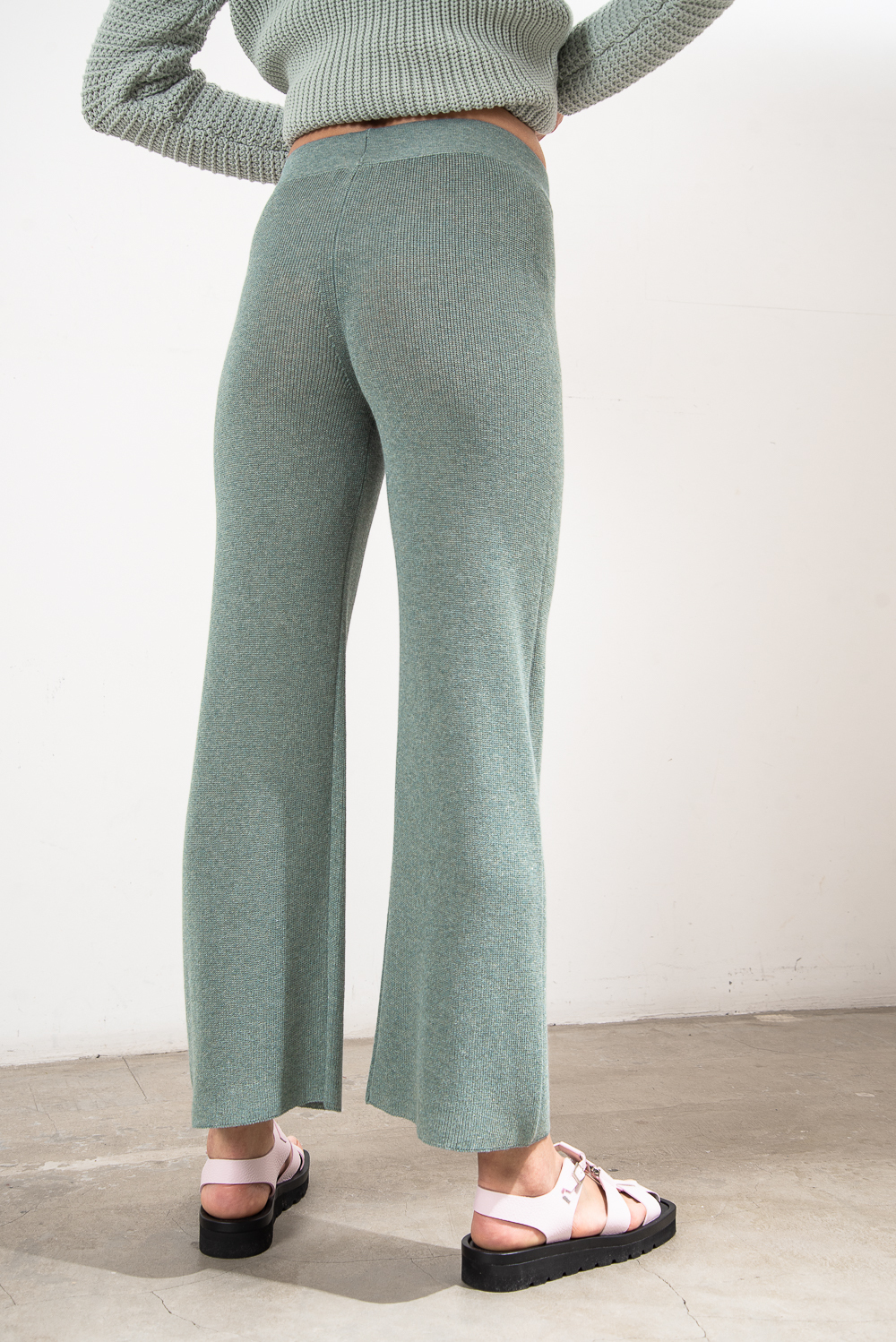 LE TRICOT PERUGIA Брюки прямого кроя из трикотажа в оттенке нефрит