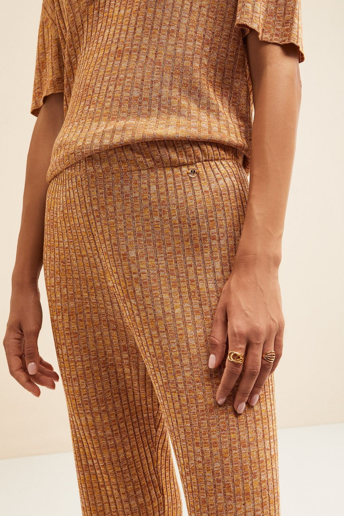 OTTOD’AME Брюки прямого кроя из трикотажа с принтом digital melange