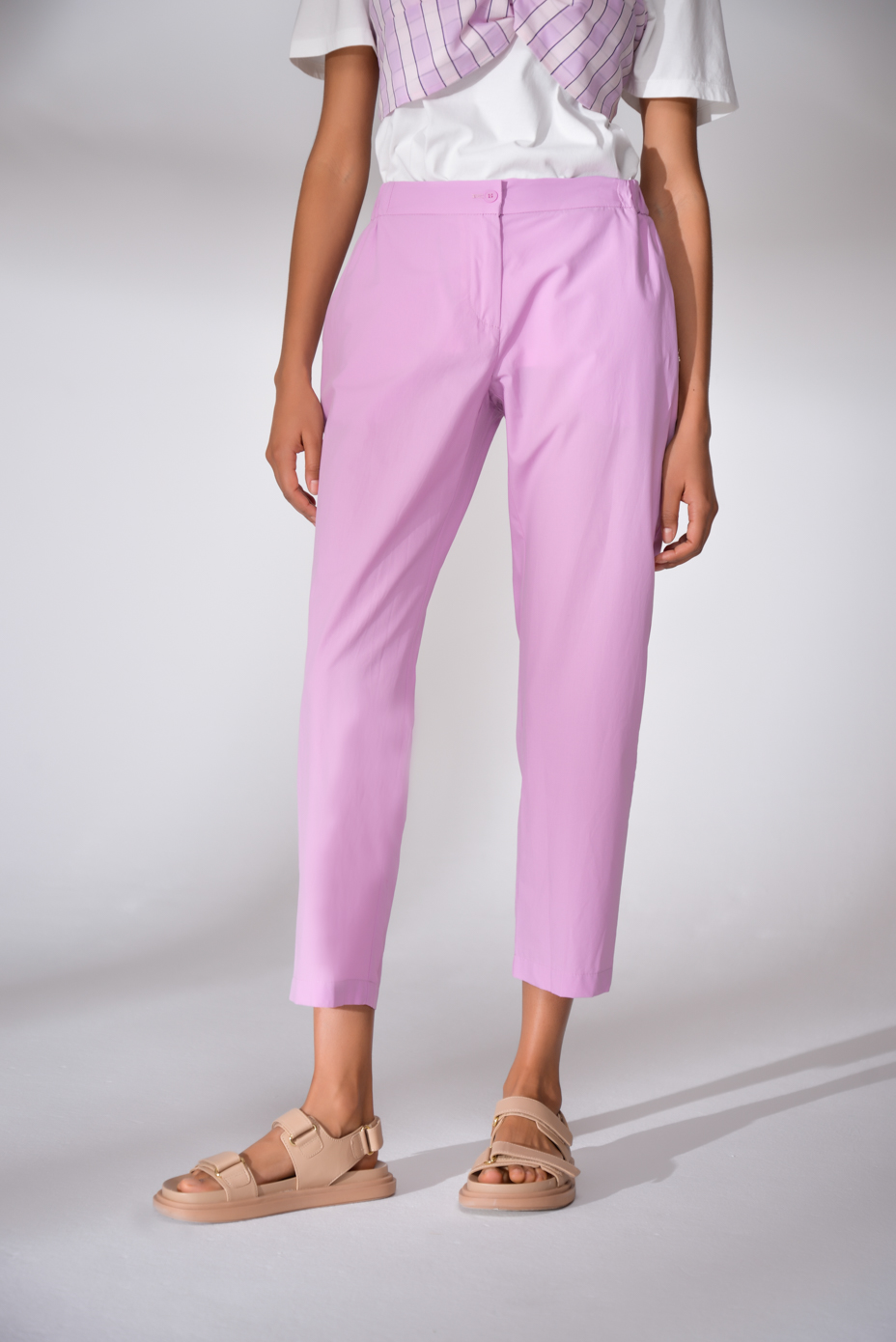 OTTOD’AME Брюки из воздушного поплина в оттенке лаванды