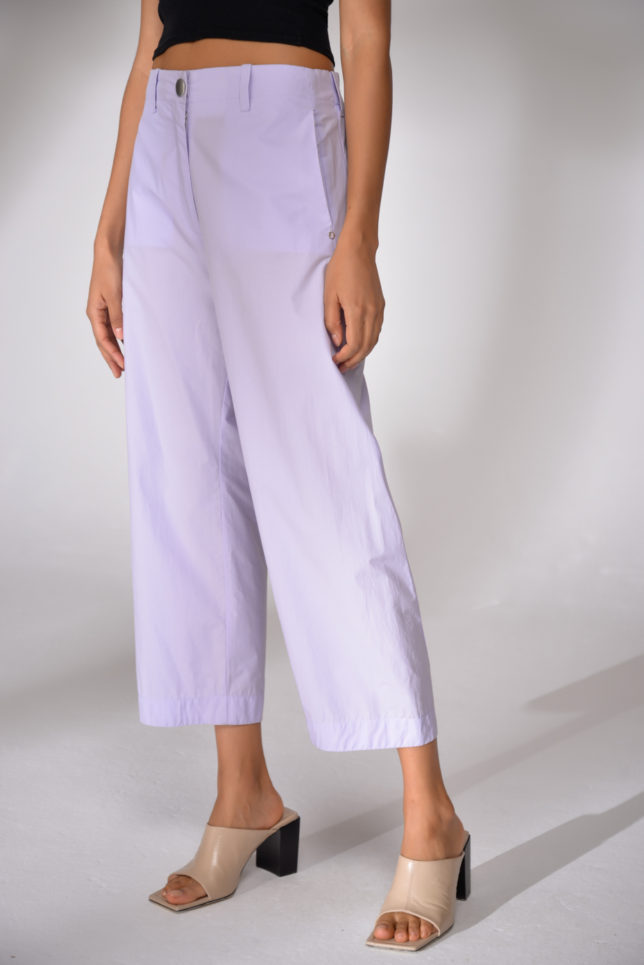 OTTOD’AME Брюки из нежного поплина в оттенке лаванды