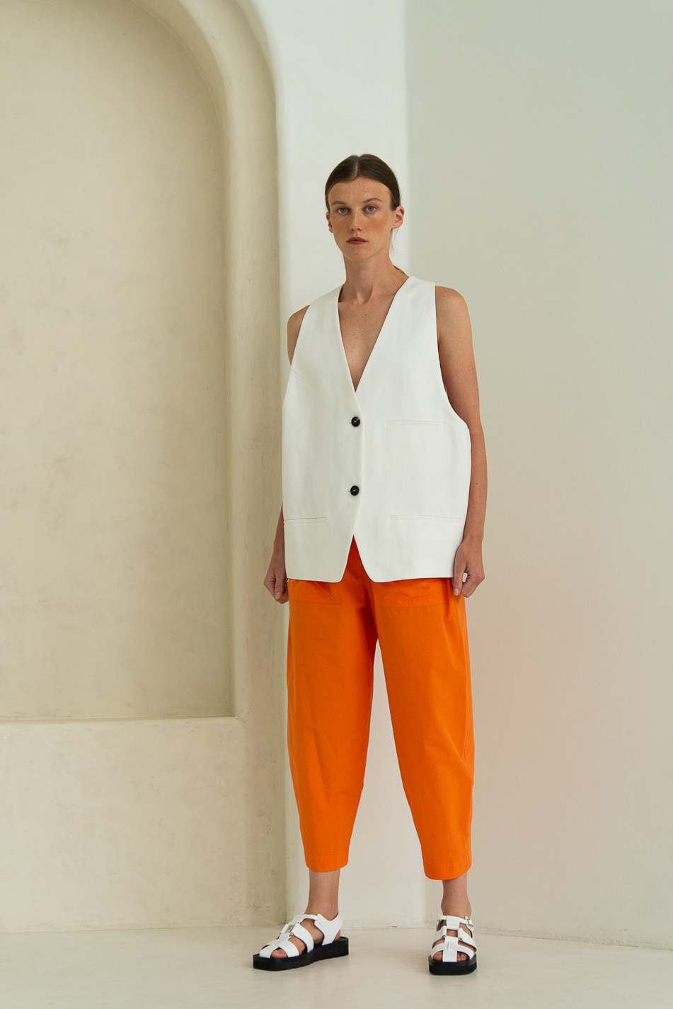 OTTOD’AME Брюки из нежного поплина в цвете апельсина