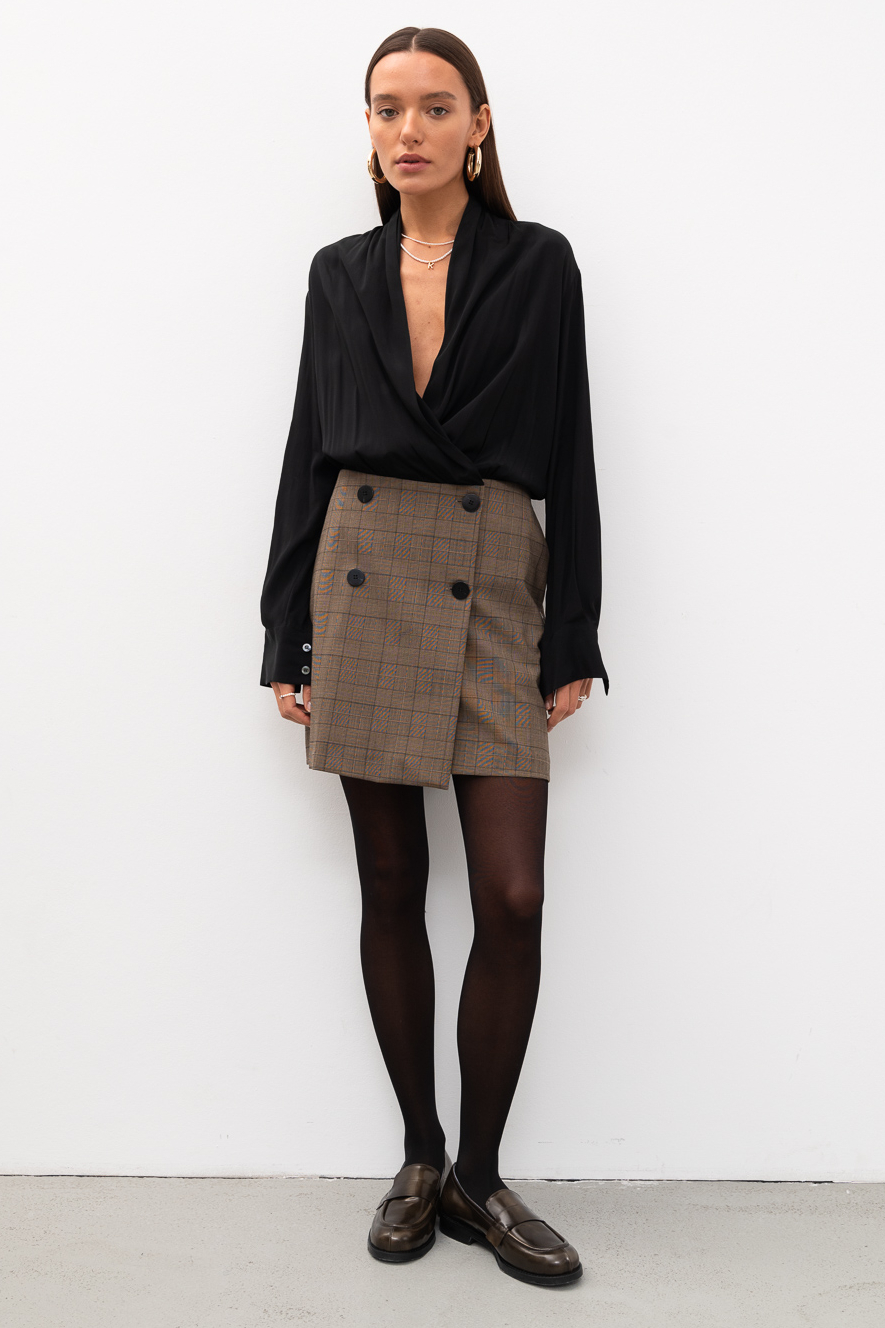 OTTOD'AME Платье комбинированное с юбкой-трапецией и верхом из струящегося шелка