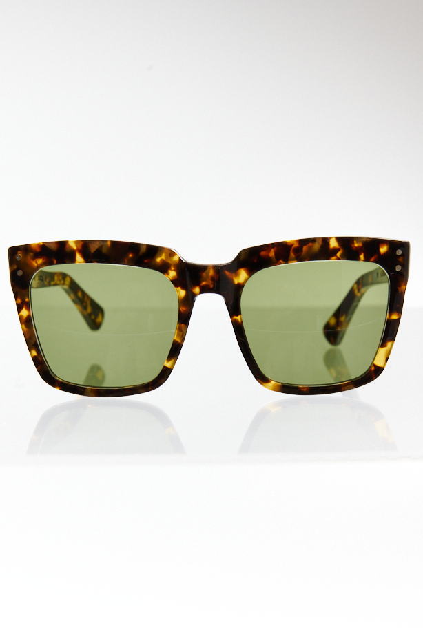 ANTICA OCCHIALERIA Солнцезащитные очки DEBRA в полупрозрачной оправе под черепаху c зелеными линзами