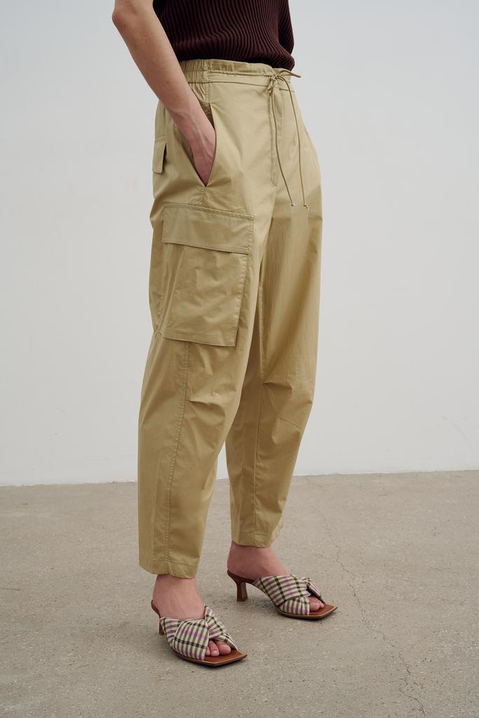 TELA Брюки-карго на поясе со шнурком из поплина оттенка хаки хлопка