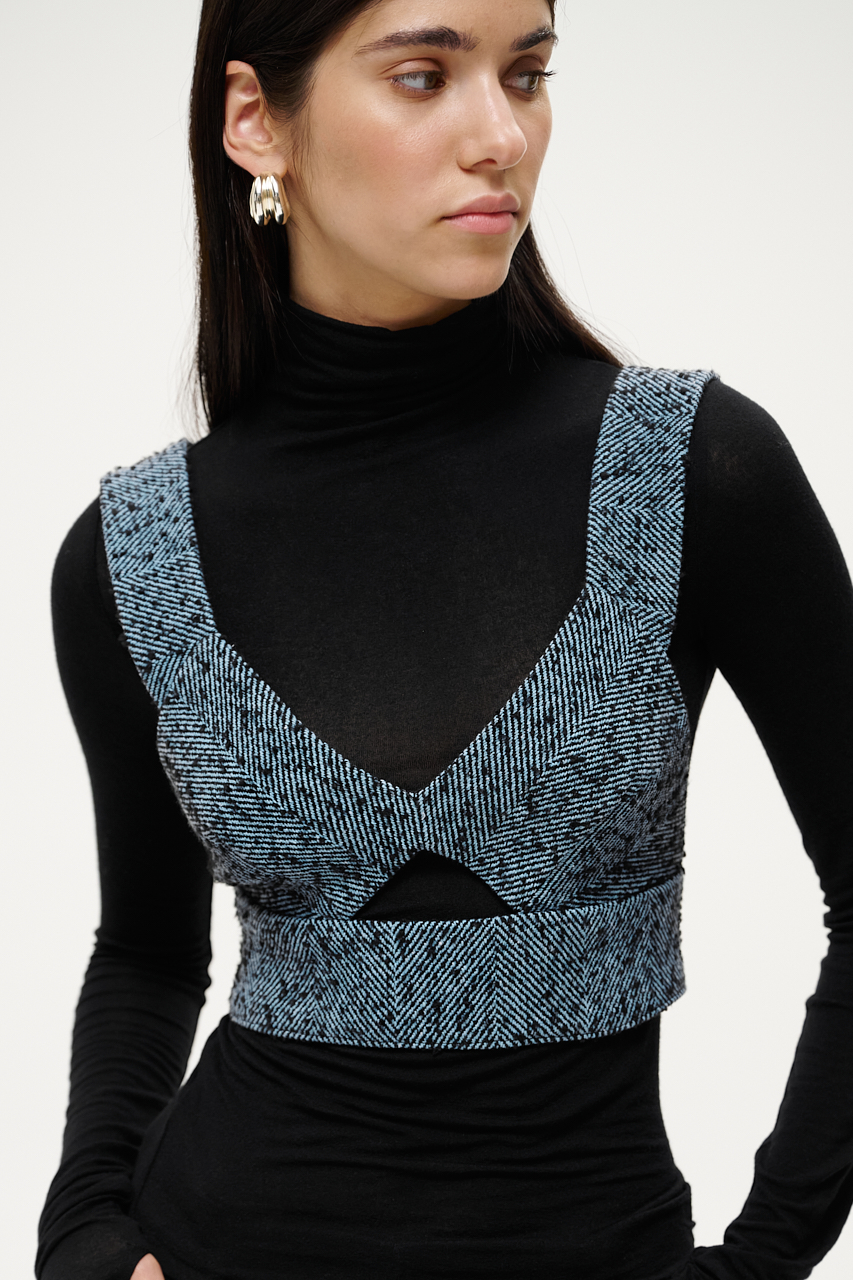 TELA Топ-бра из шерсти букле с рисунком в елочку