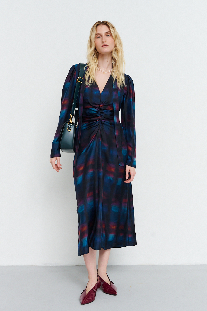 TELA Платье из натурального шелка-фуляр с оптическим рисунком