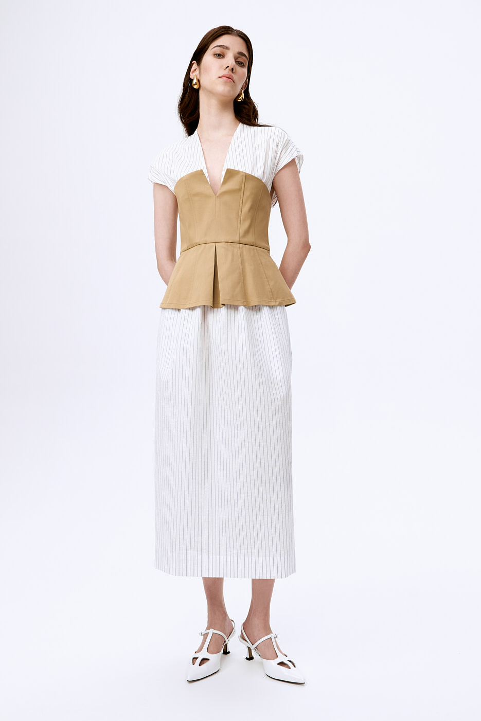 TELA Платье из рубашечного хлопка с корсетом