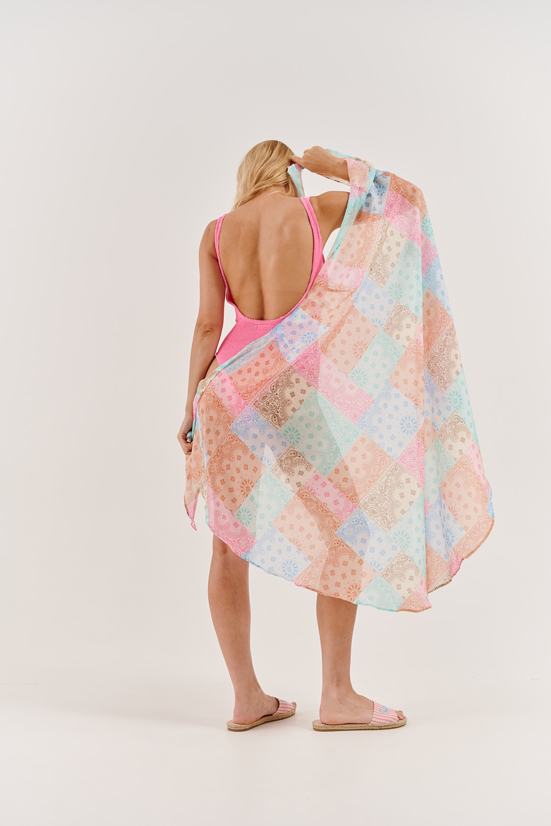 MC2 Saint Barth Парео из шелковой вуали с принтом пэчворк