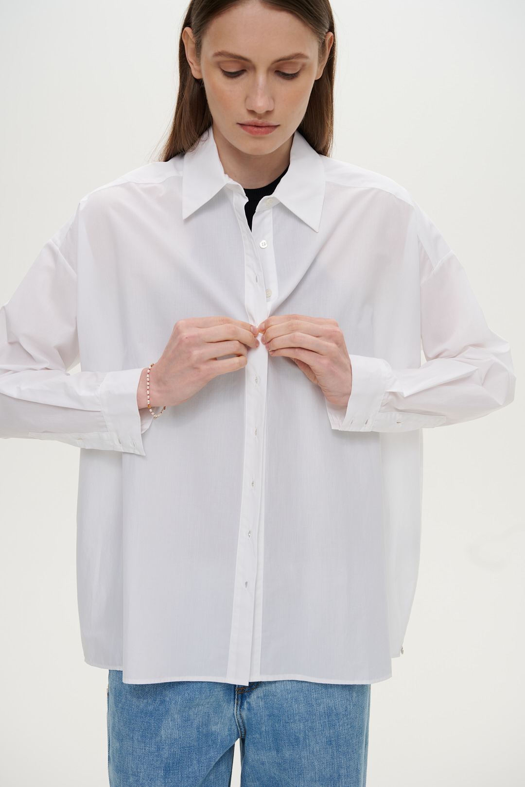 OTTOD'AME Рубашка из белоснежного поплина с ассиметричным низом