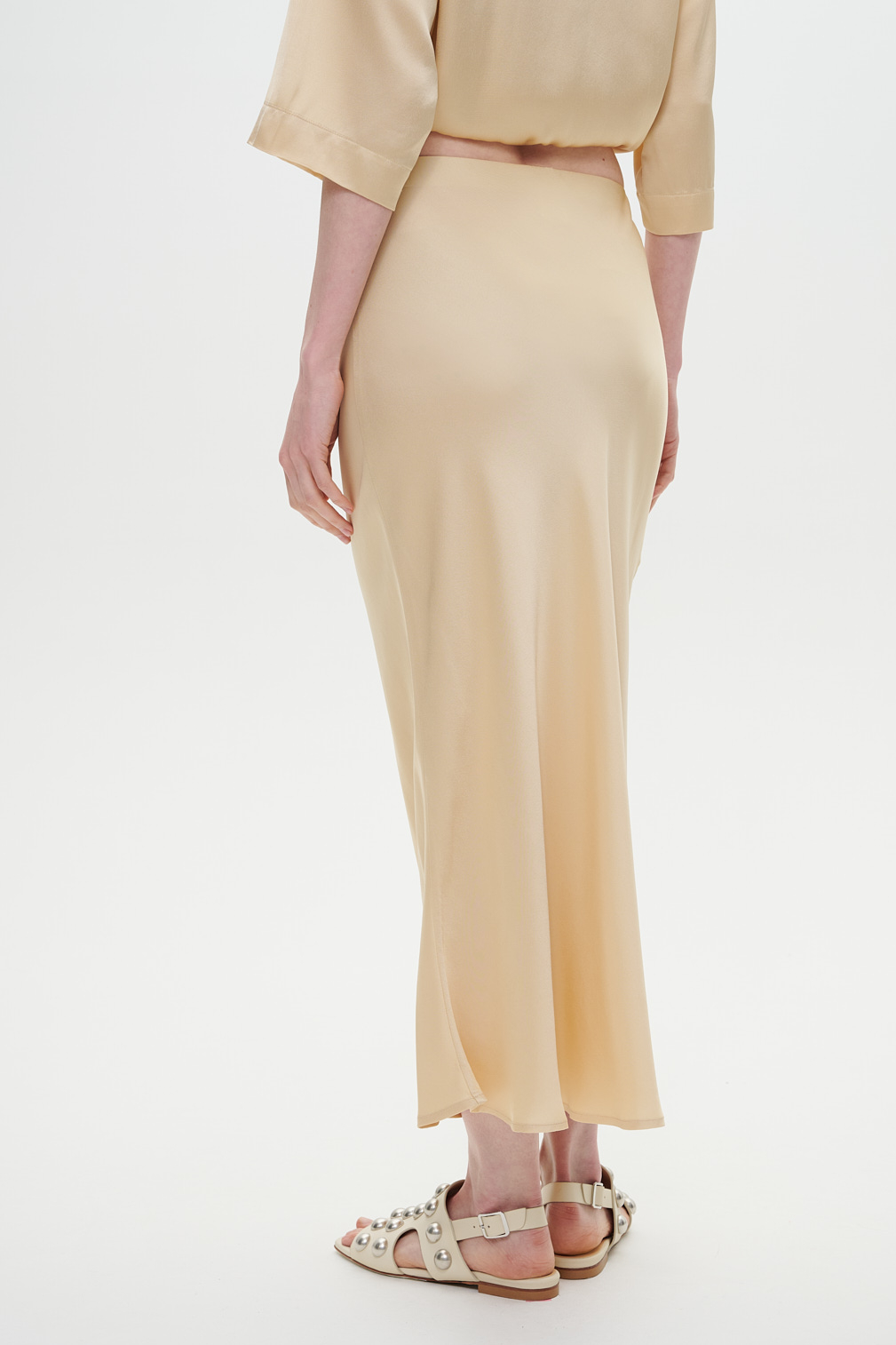 OTTOD'AME Юбка бельевого типа из сатина в оттенке айвори