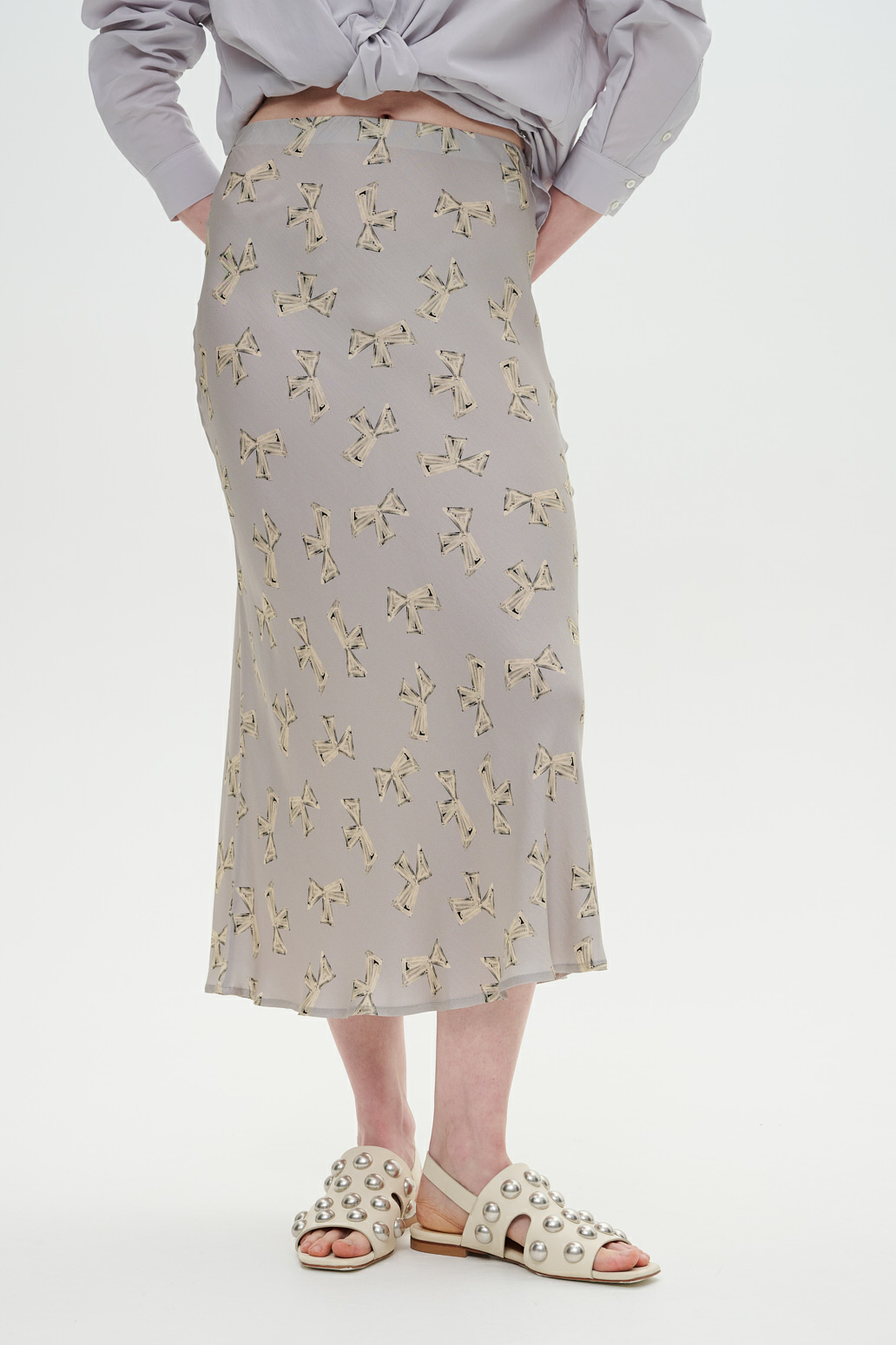 OTTOD'AME Юбка бельевого типа из вискозы с фирменным принтом