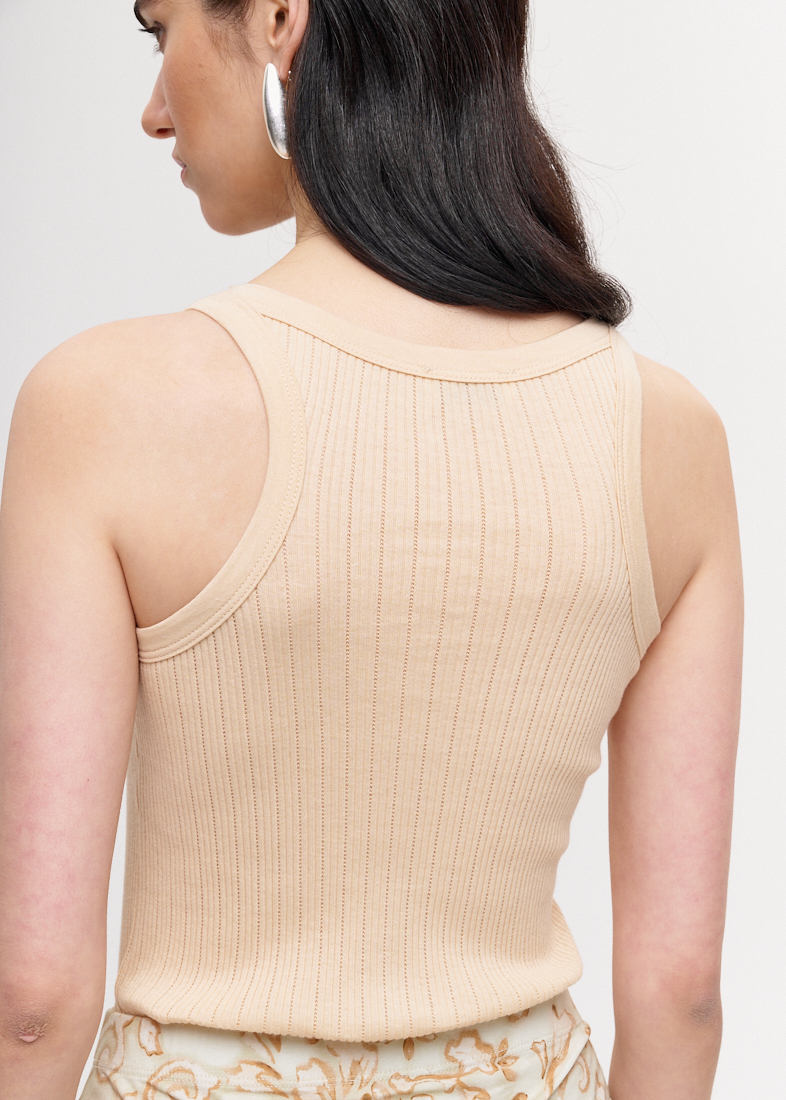 OTTOD'AME Майка из ажурного хлопка в оттенке овсяного молока