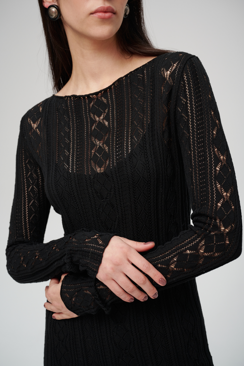 Roberto Collina Платье длины миди кружевной вязки