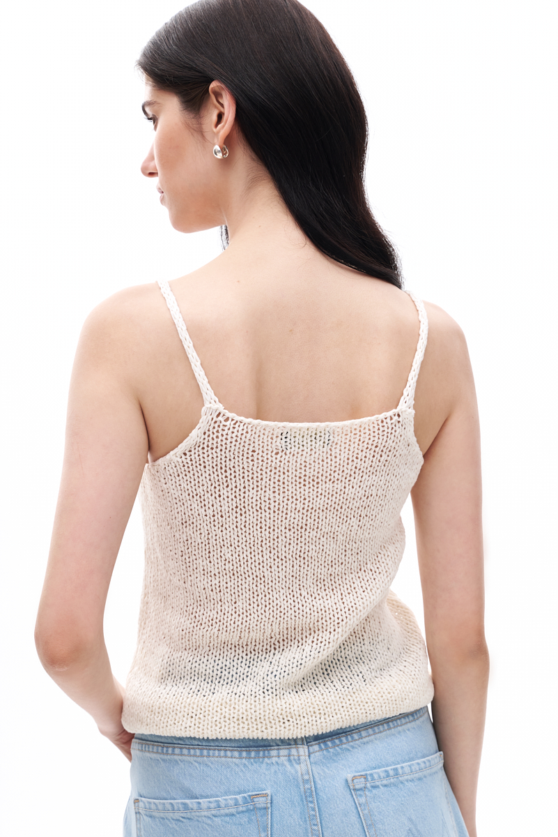 Roberto Collina Топ на бретелях из органического хлопка оттенка экрю фактурной вязки