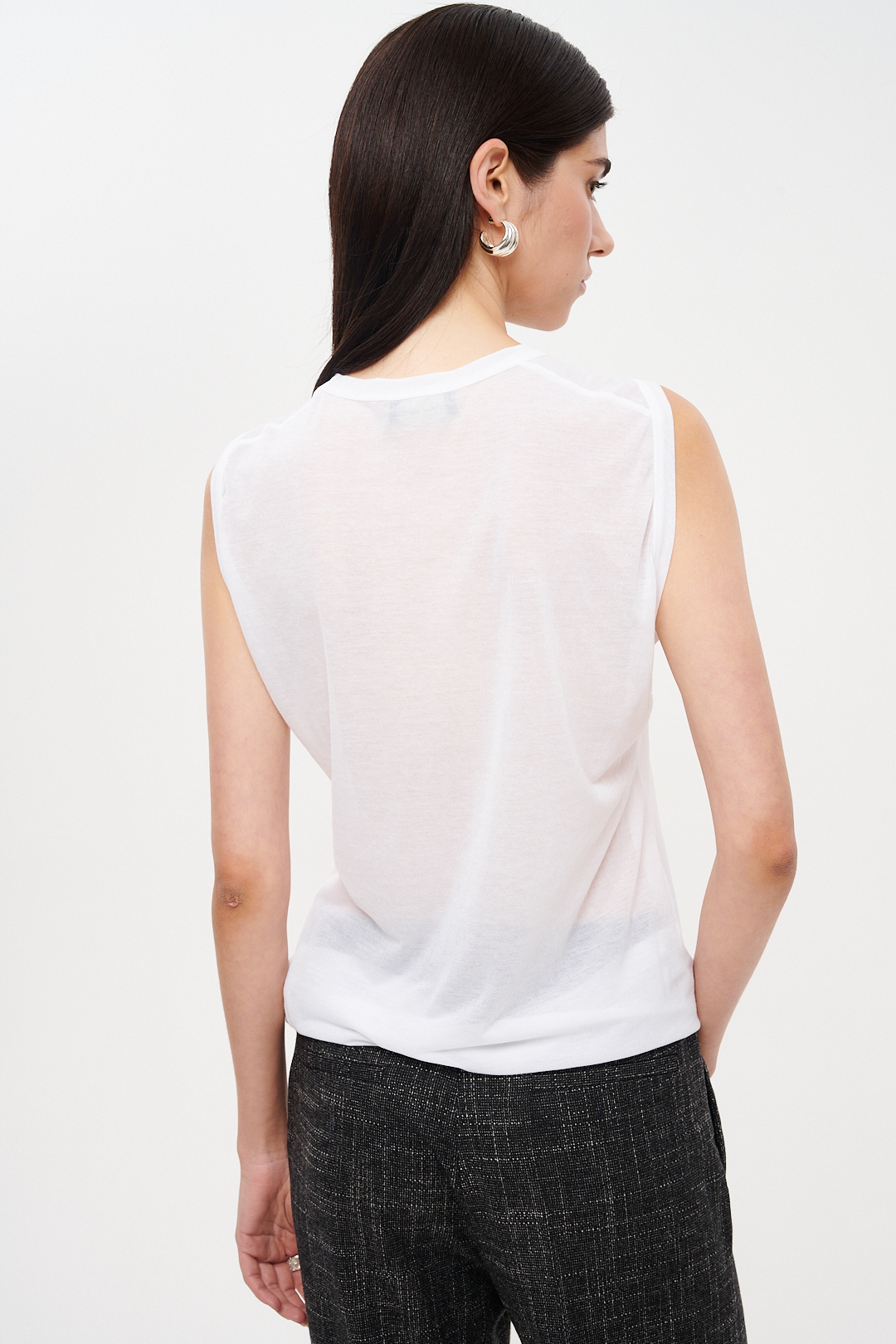 Roberto Collina Майка из полупрозрачного хлопка в белом