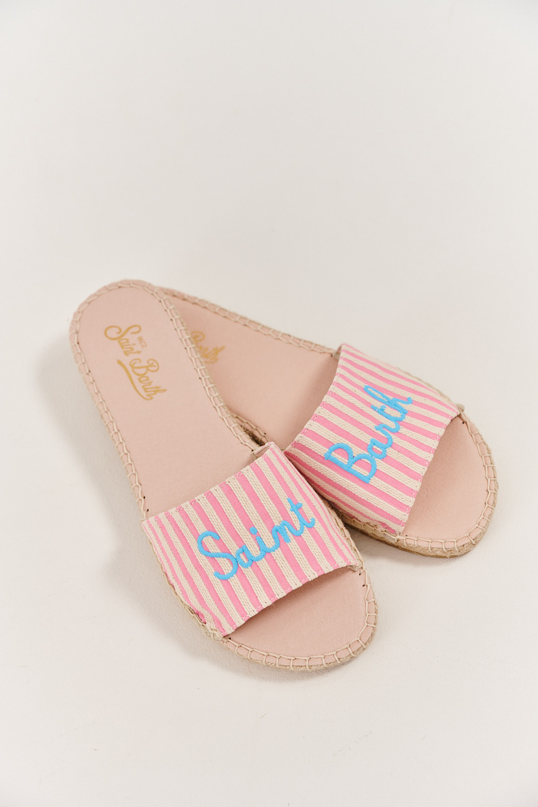 MC2 SAINT BARTH Мюли с верхом из канвас с рисунком в полоску и фирменной вышивкой