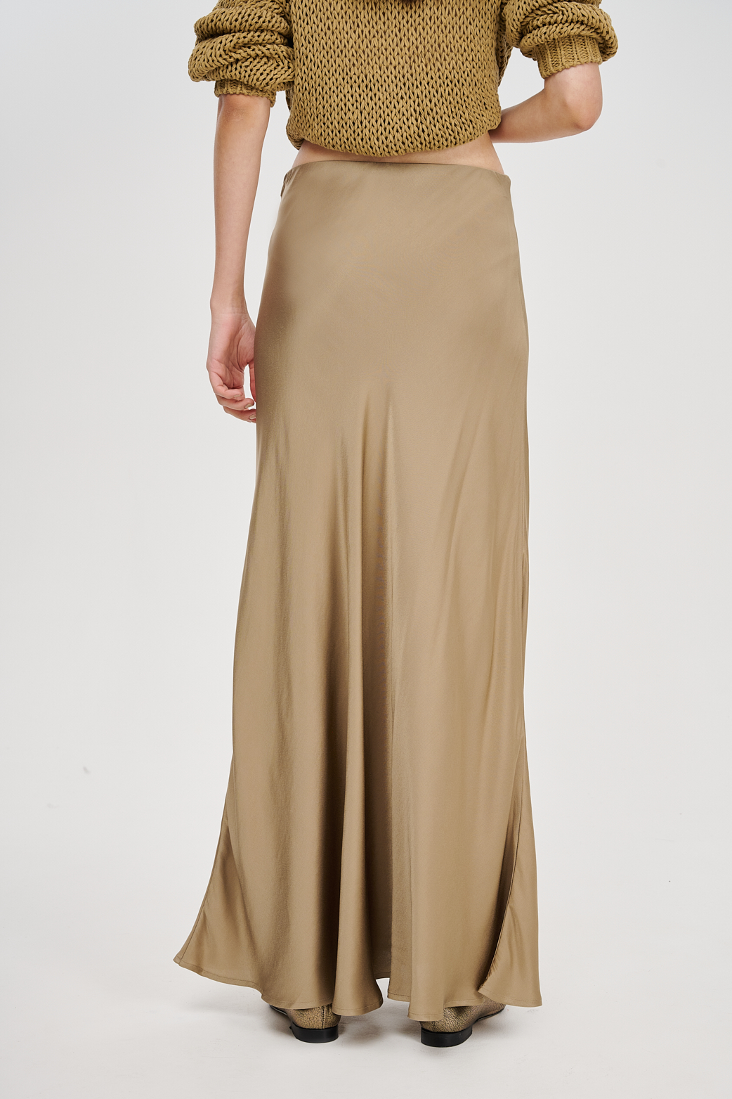 OTTOD'AME Юбка бельевого кроя из атласной вискозы оттенка бронзы