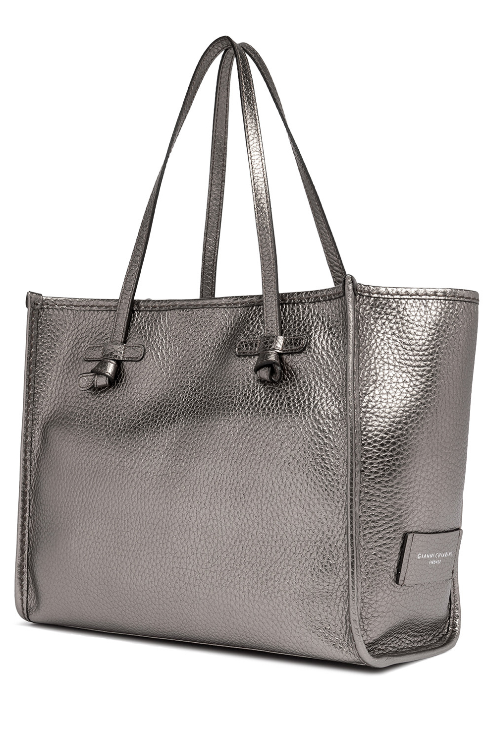 GIANNI CHIARINI Сумка-тоут MARCELLA из премиальной зернистой кожи оттенка серебряной патины