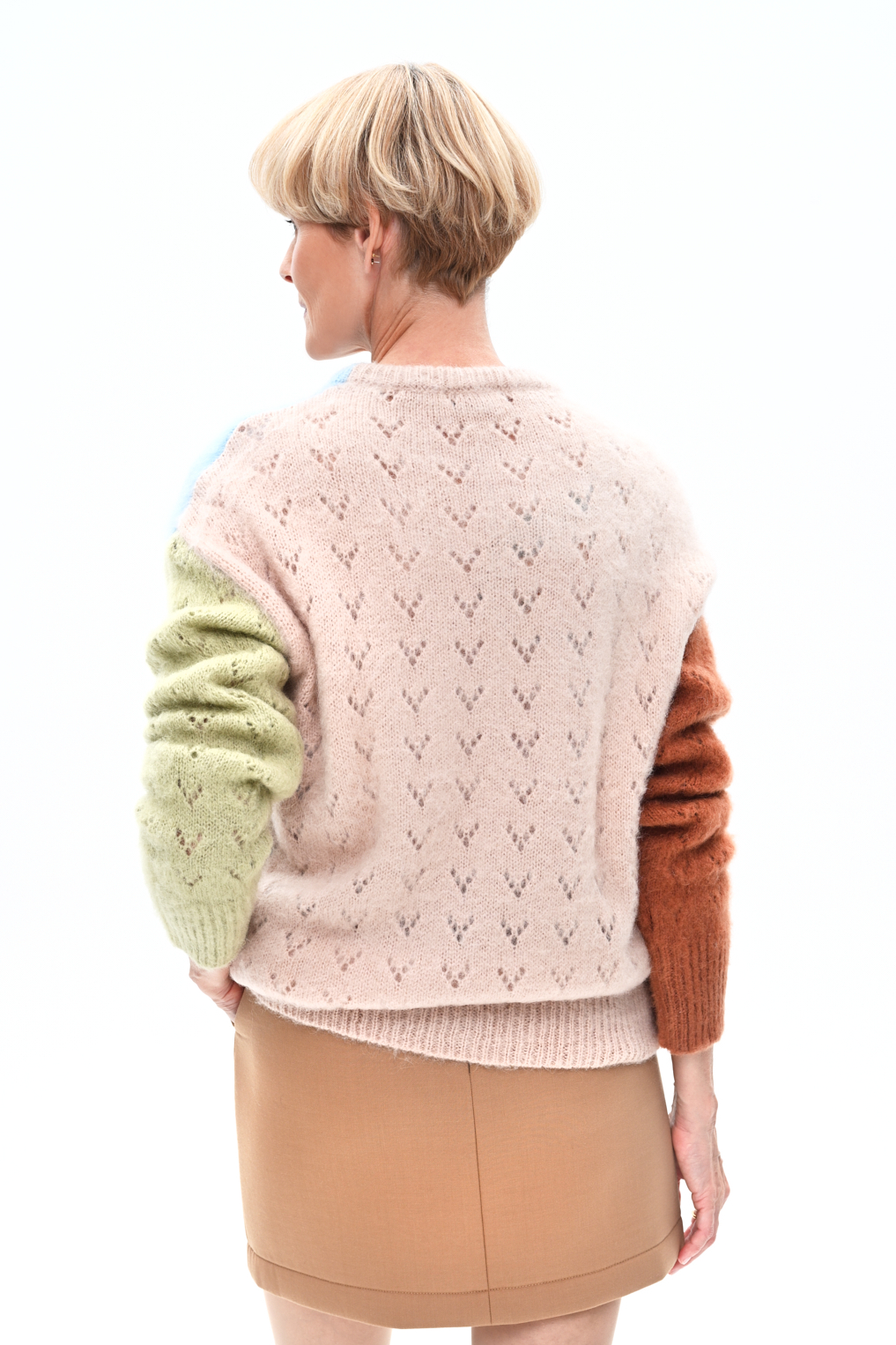 OTTOD'AME Пуловер ажурной вязки трехцветный