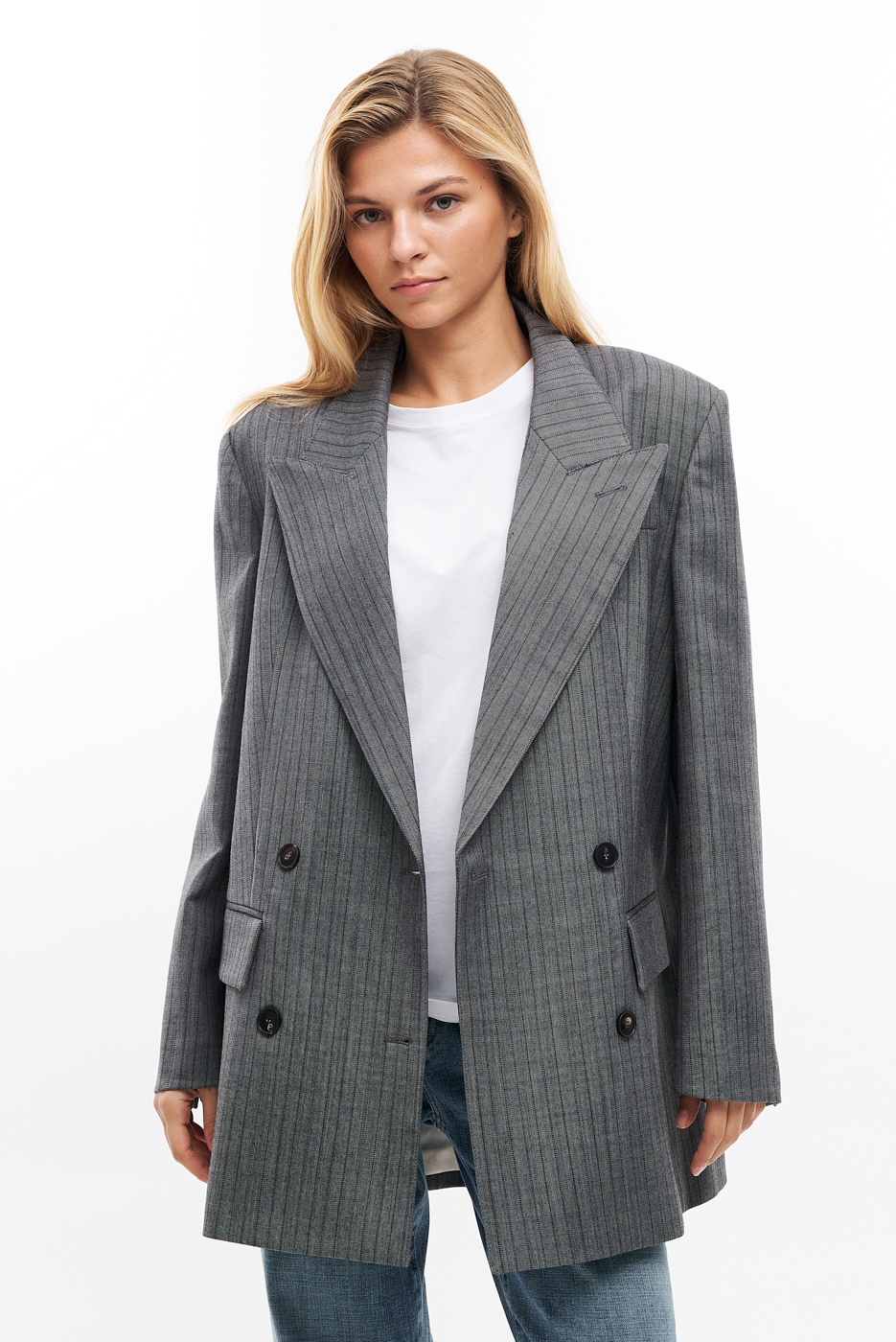 TELA Жакет двубортный с широкими лацканами из премиальной костюмной шерсти