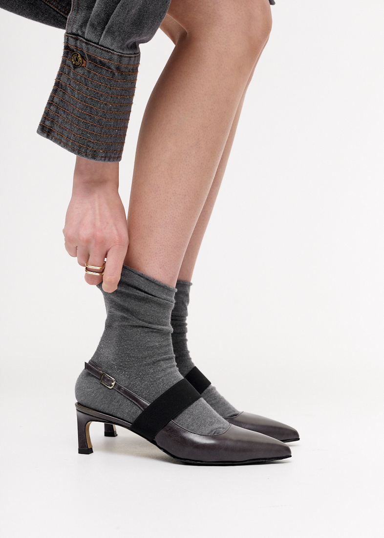 TELA Туфли слингбэки из матовой кожи оттенка лавы с эластичной вставкой